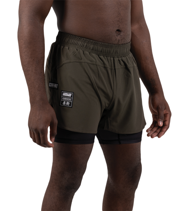 Combination Shorts – Khaki Green / Black